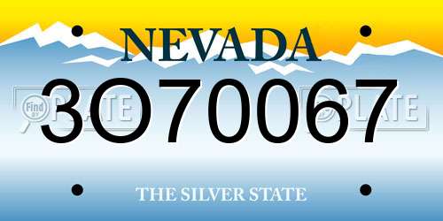 3O70067 Nevada License Plate