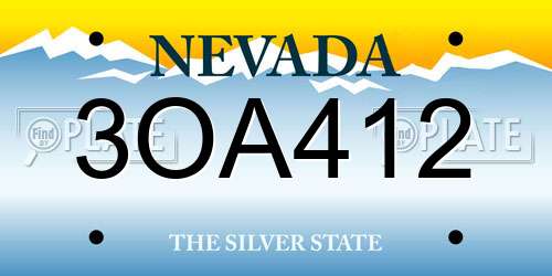3OA412 Nevada License Plate