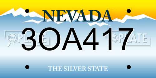 3OA417 Nevada License Plate