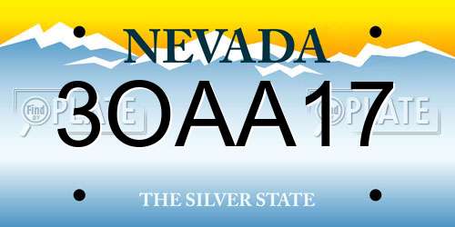 3OAA17 Nevada License Plate