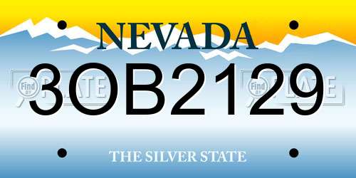 3OB2129 Nevada License Plate