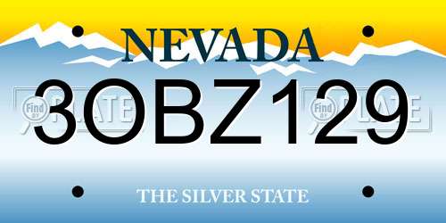 3OBZ129 Nevada License Plate