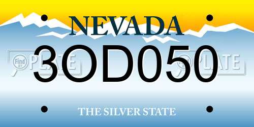 3OD050 Nevada License Plate