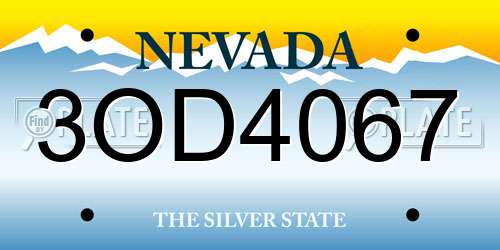 3OD4067 Nevada License Plate