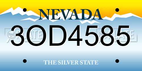 3OD4585 Nevada License Plate