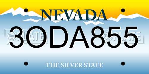 3ODA855 Nevada License Plate