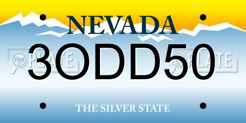 3ODD50 Nevada License Plate