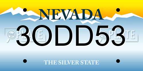 3ODD53 Nevada License Plate