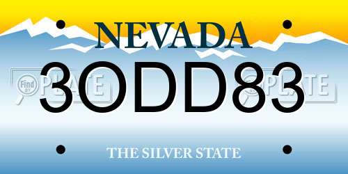 3ODD83 Nevada License Plate