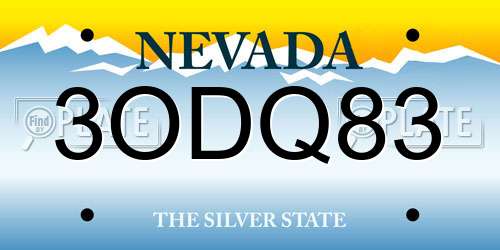 3ODQ83 Nevada License Plate