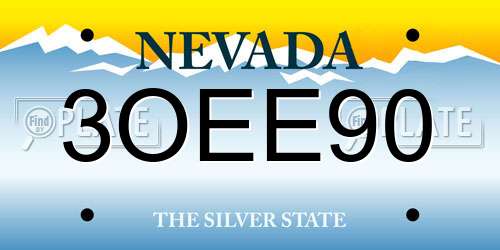 3OEE90 Nevada License Plate