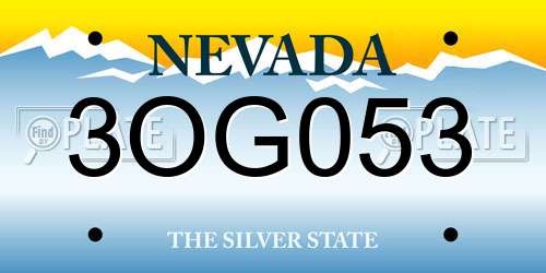 3OG053 Nevada License Plate