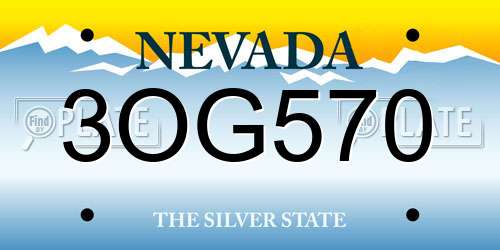 3OG570 Nevada License Plate