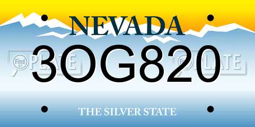 3OG820 Nevada License Plate