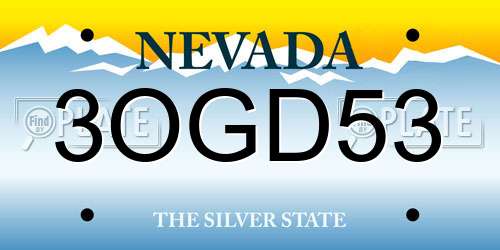 3OGD53 Nevada License Plate