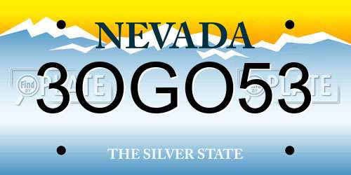 3OGO53 Nevada License Plate