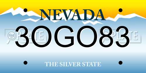 3OGO83 Nevada License Plate