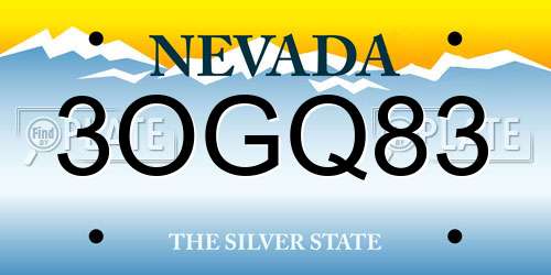 3OGQ83 Nevada License Plate
