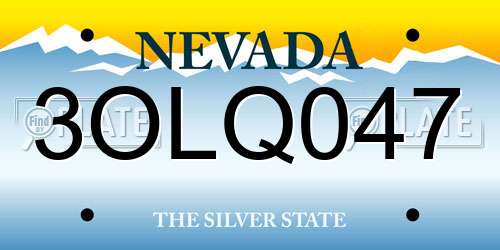 3OLQ047 Nevada License Plate
