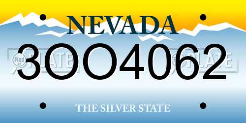3OO4062 Nevada License Plate