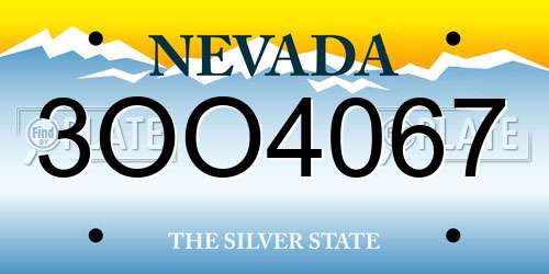 3OO4067 Nevada License Plate