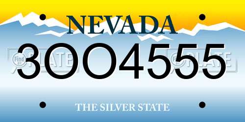 3OO4555 Nevada License Plate
