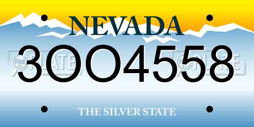 3OO4558 Nevada License Plate