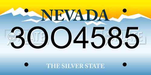 3OO4585 Nevada License Plate