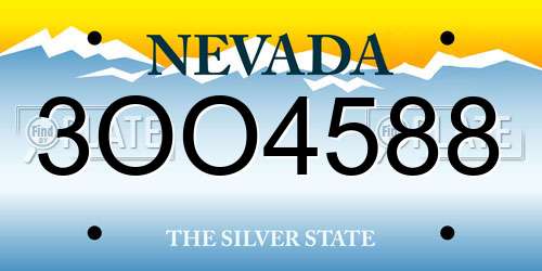 3OO4588 Nevada License Plate