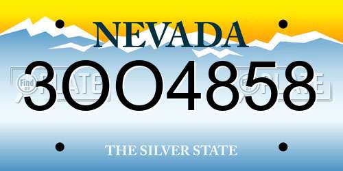 3OO4858 Nevada License Plate