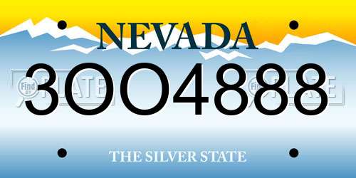 3OO4888 Nevada License Plate