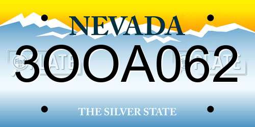 3OOA062 Nevada License Plate