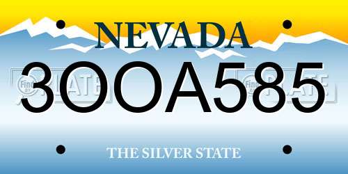 3OOA585 Nevada License Plate
