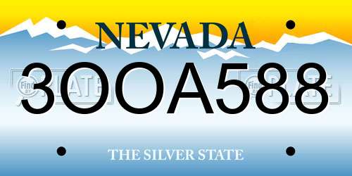 3OOA588 Nevada License Plate
