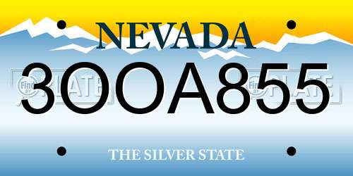 3OOA855 Nevada License Plate