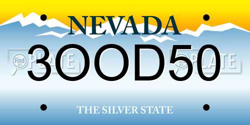 3OOD50 Nevada License Plate