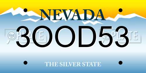 3OOD53 Nevada License Plate