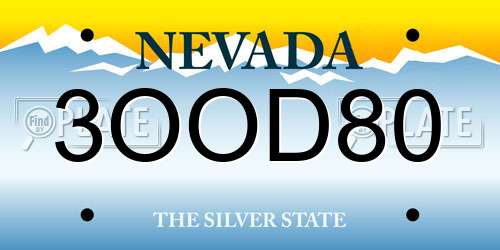 3OOD80 Nevada License Plate