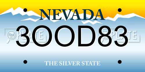 3OOD83 Nevada License Plate