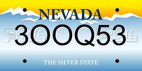 3OOQ53 Nevada License Plate