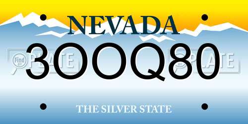 3OOQ80 Nevada License Plate