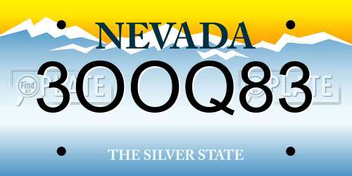 3OOQ83 Nevada License Plate