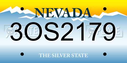 3OS2179 Nevada License Plate
