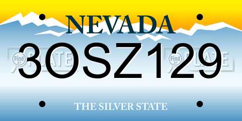 3OSZ129 Nevada License Plate