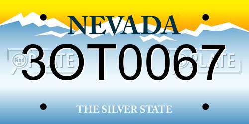 3OT0067 Nevada License Plate