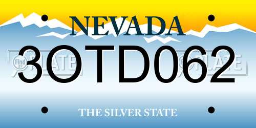 3OTD062 Nevada License Plate