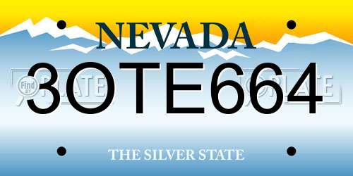 3OTE664 Nevada License Plate