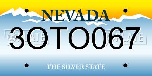 3OTO067 Nevada License Plate