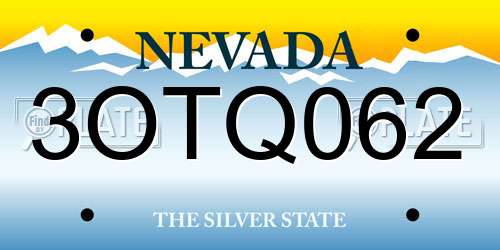3OTQ062 Nevada License Plate