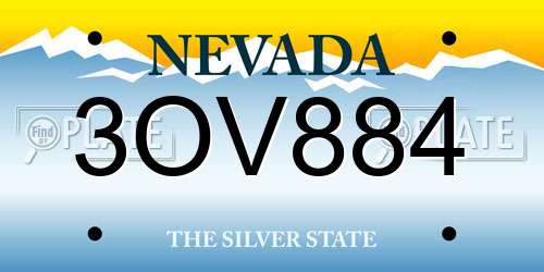 3OV884 Nevada License Plate